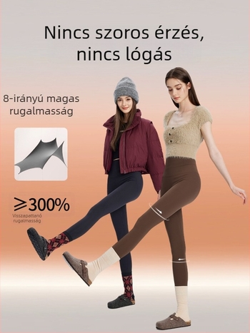 Női fitness leggings, magas derekú, karcsúsított szabás, nylon-spandex keverék, nagy rugalmasság, 9/10 hossz, farizmokat emelő.