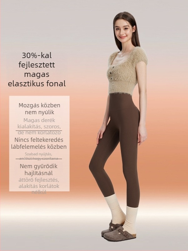 Női fitness leggings, magas derekú, karcsúsított szabás, nylon-spandex keverék, nagy rugalmasság, 9/10 hossz, farizmokat emelő.
