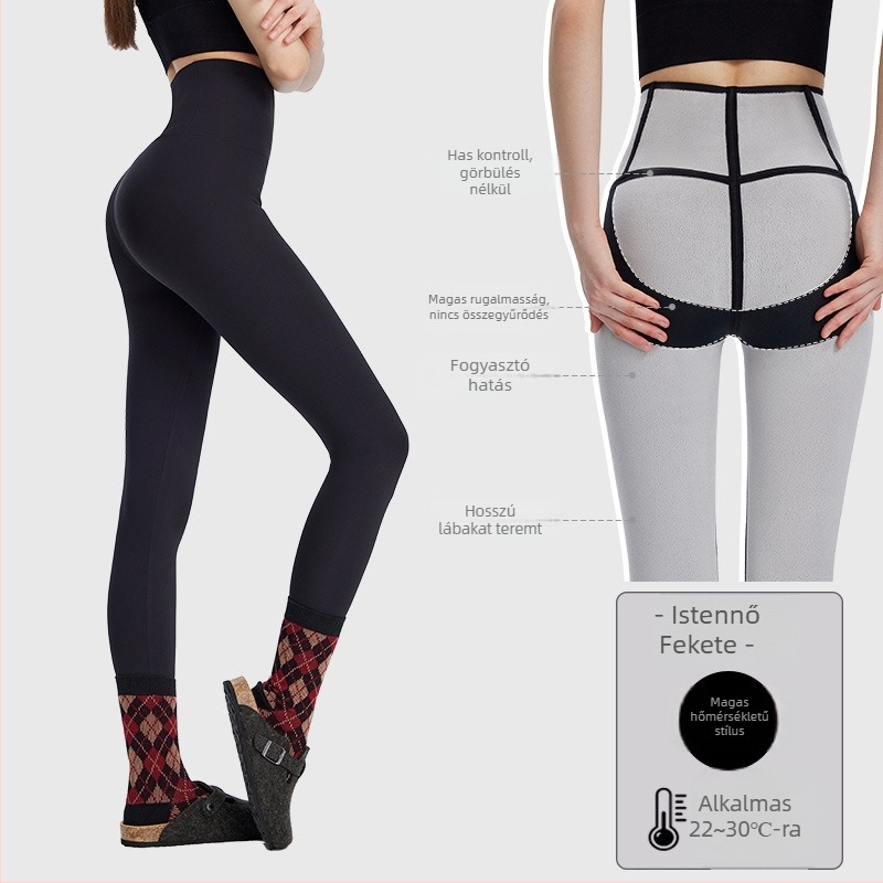 Női fitness leggings, magas derekú, karcsúsított szabás, nylon-spandex keverék, nagy rugalmasság, 9/10 hossz, farizmokat emelő.