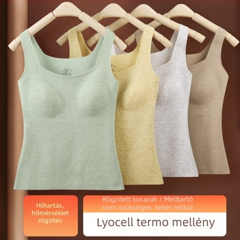 Őszi–téli termoszál alapréteg melltámasz betéttel, varrat nélküli, Lyocell anyagból, magas rugalmasságú meleg felső