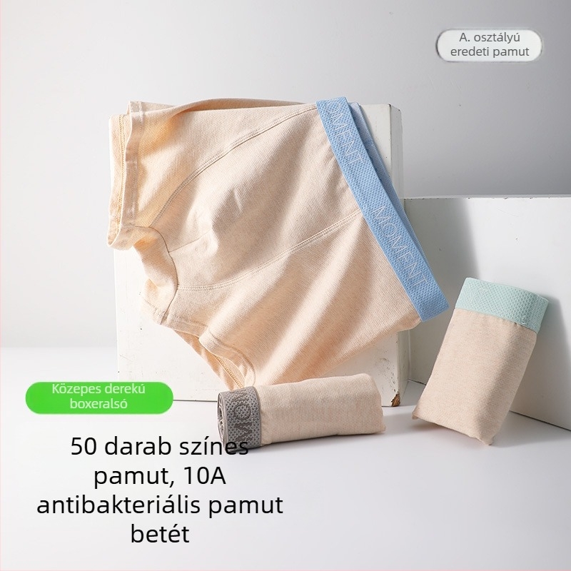 10A antibakteriális férfi pamut boxeralsó, lélegző