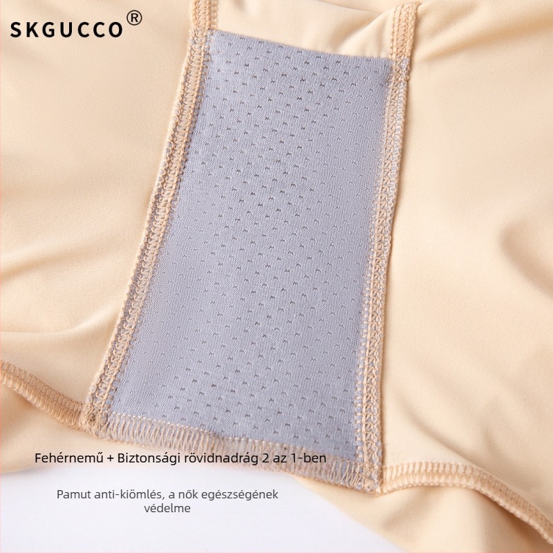 Női magas derekú Ice Silk biztonsági nadrág, bevarrás nélküli, formázó hatású, fő anyag: Nylon 85%, ágyéktáji bélés: pamut