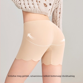 Női Seamless biztonsági leggings, középmagas derekú, lélegző, antibakteriális, ágyék rész Ice Silk béléssel, 2 az 1-ben