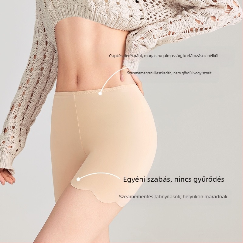 Női Seamless biztonsági leggings, középmagas derekú, lélegző, antibakteriális, ágyék rész Ice Silk béléssel, 2 az 1-ben