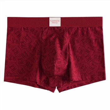 Férfi pamut boxer brief, puha és lélegző, középmagas derekú, bordó