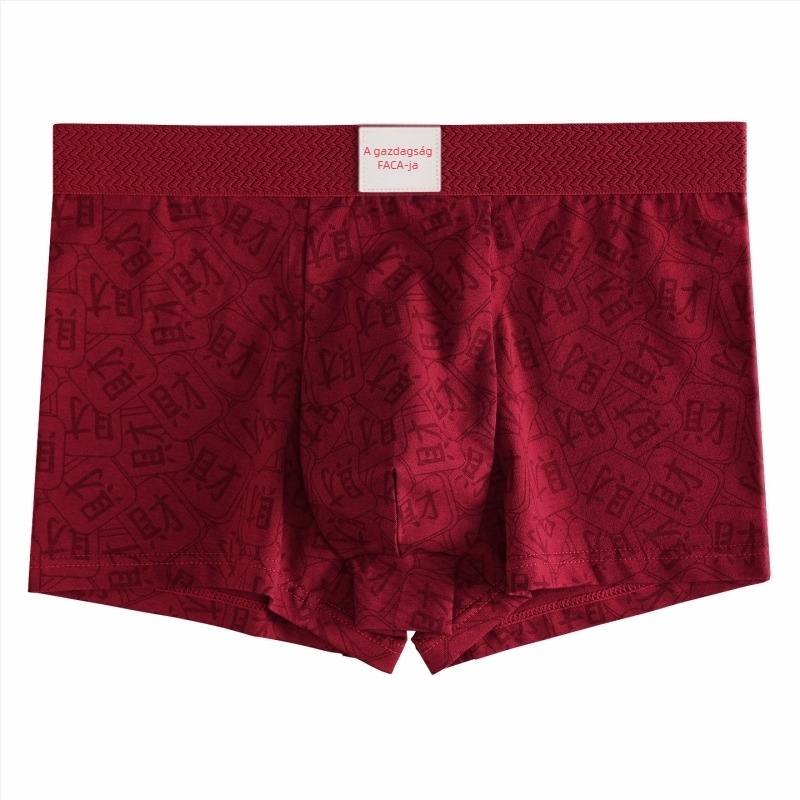 Férfi pamut boxer brief, puha és lélegző, középmagas derekú, bordó