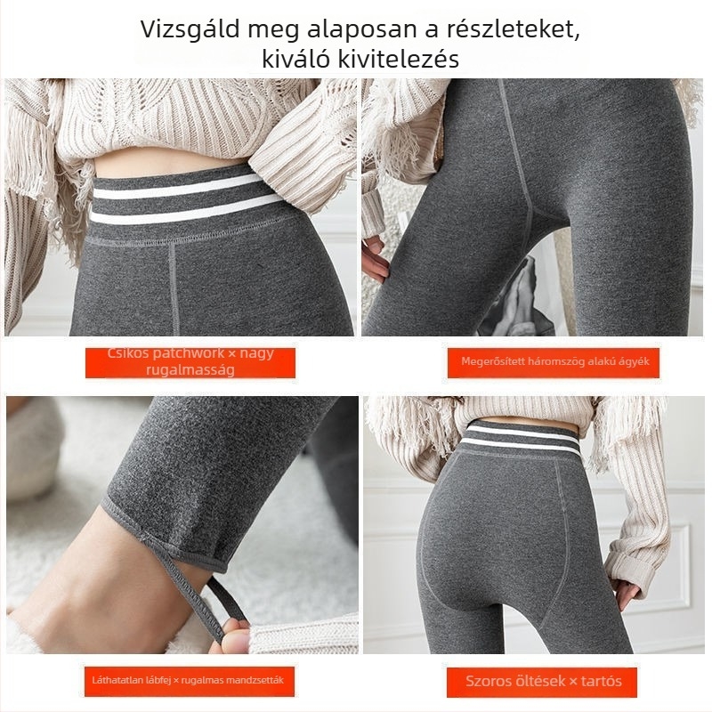 Női vastag, béléses leggings, magas derekú, szoros szabású jóga nadrág téli viselethez
