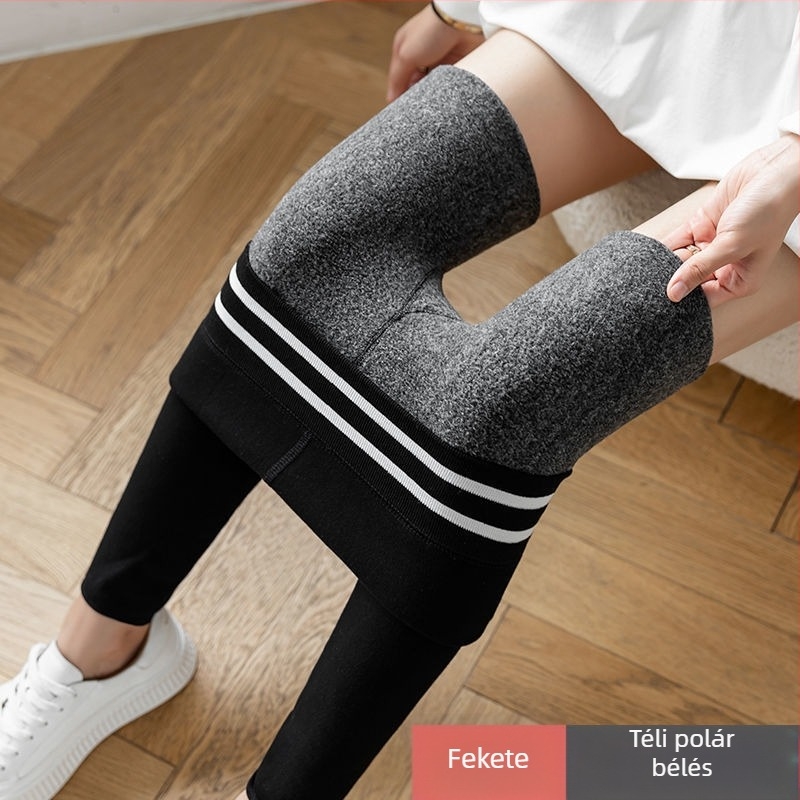 Női vastag, béléses leggings, magas derekú, szoros szabású jóga nadrág téli viselethez