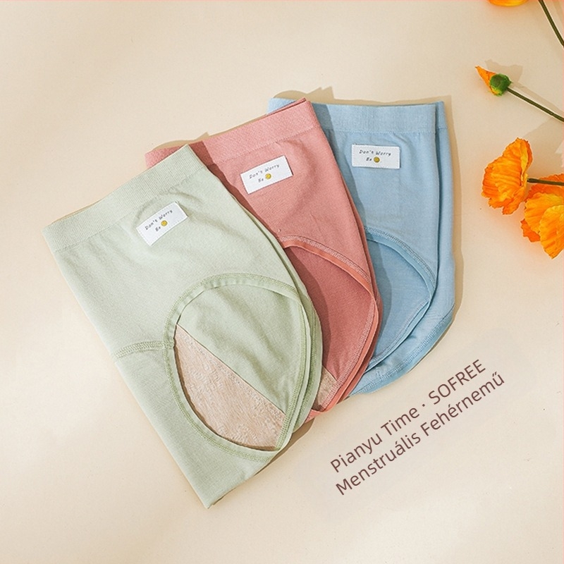 Női varrás nélküli antibakteriális fehérnemű vízálló réteggel, modal szövet, jacquard szövés, középmagas derék