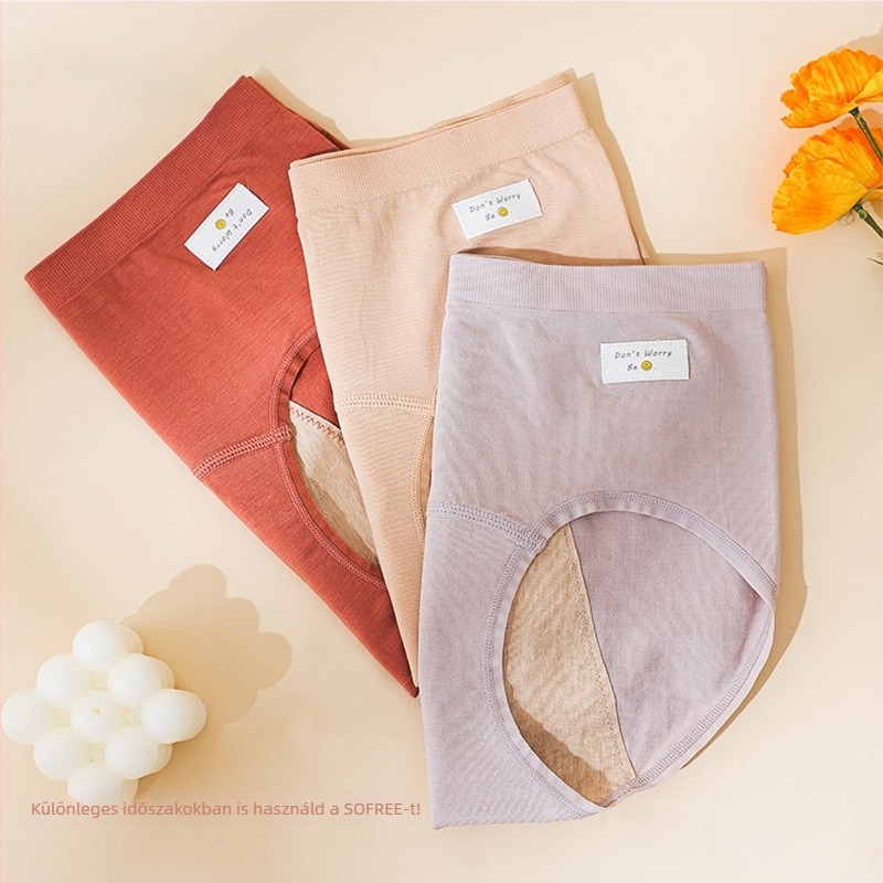 Női varrás nélküli antibakteriális fehérnemű vízálló réteggel, modal szövet, jacquard szövés, középmagas derék