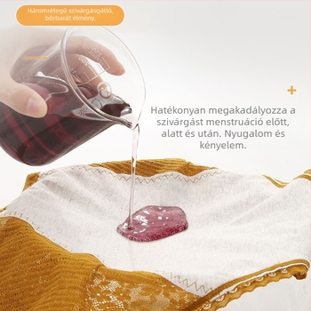 Női csipkés fehérnemű menstruációra, szivárgás elleni védelem antibakteriális pamut béléses, középmagas derekú, virágos jacquard minta