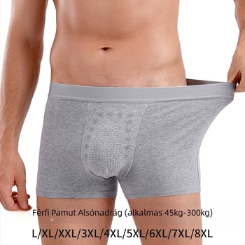 Plus-size férfi pamut boxer brief, lélegző, középmagasságú, egyszínű, pamut betét a gát területén