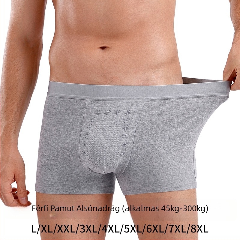 Plus-size férfi pamut boxer brief, lélegző, középmagasságú, egyszínű, pamut betét a gát területén