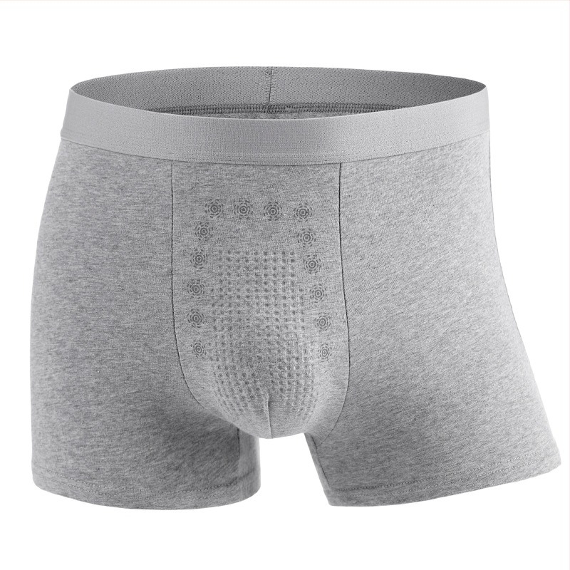 Plus-size férfi pamut boxer brief, lélegző, középmagasságú, egyszínű, pamut betét a gát területén