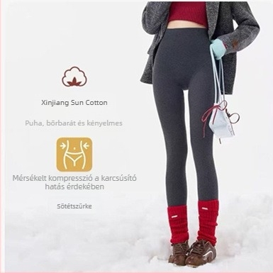 Szürke női leggings, őszi-téli 2025, magas derék, karcsúsító, szűk fazon, elasztikus, függőleges csíkok