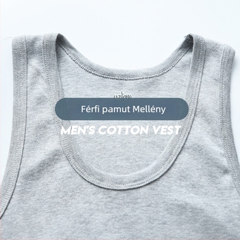 Férfi pamut ujjatlan felső, 100% pamut, kerek nyak, derékig érő hossz, egyszínű