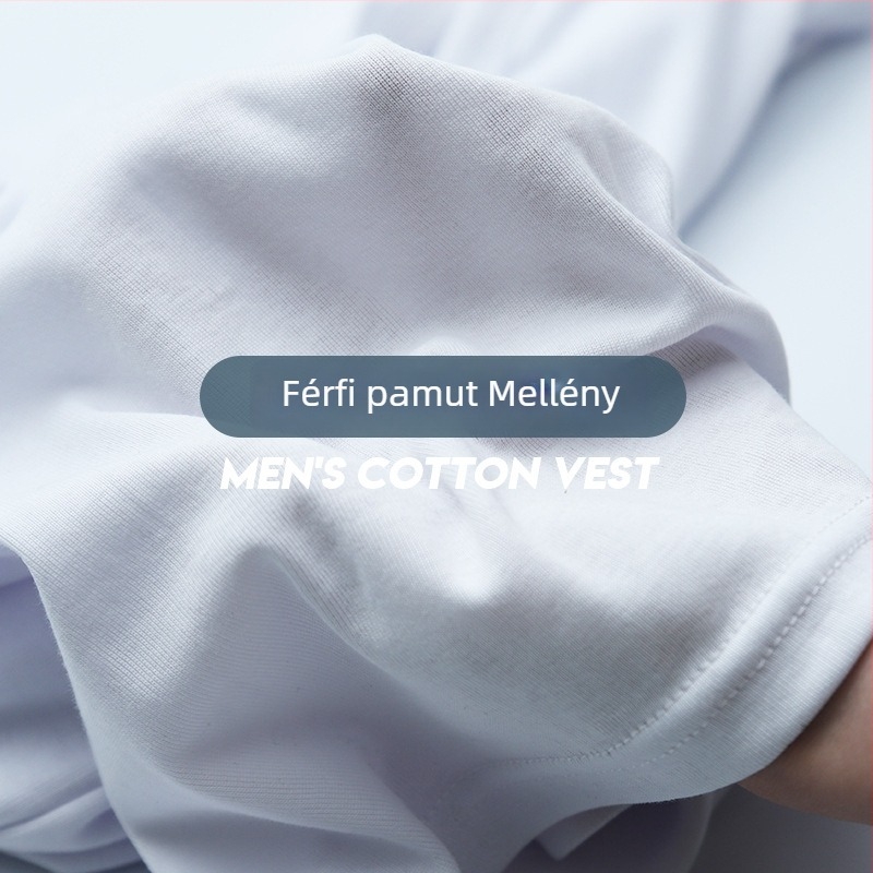 Férfi pamut ujjatlan felső, 100% pamut, kerek nyak, derékig érő hossz, egyszínű