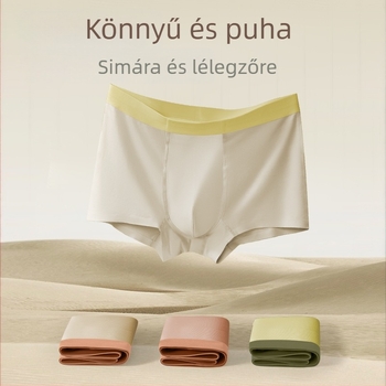 Férfi modal anyagú, varrat nélküli boxer brief, antibakteriális és lélegző, középmagas derekú, pamut gusset