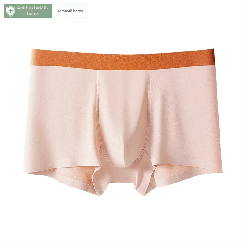 Férfi modal anyagú, varrat nélküli boxer brief, antibakteriális és lélegző, középmagas derekú, pamut gusset