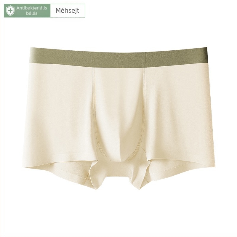Férfi modal anyagú, varrat nélküli boxer brief, antibakteriális és lélegző, középmagas derekú, pamut gusset