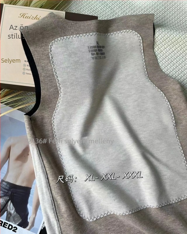 Férfi Termikus Mellény Fleece-béléssel, Két Rétegű, V-nyakú, Vastag Anyag 251-300 g/m2, Poliészter