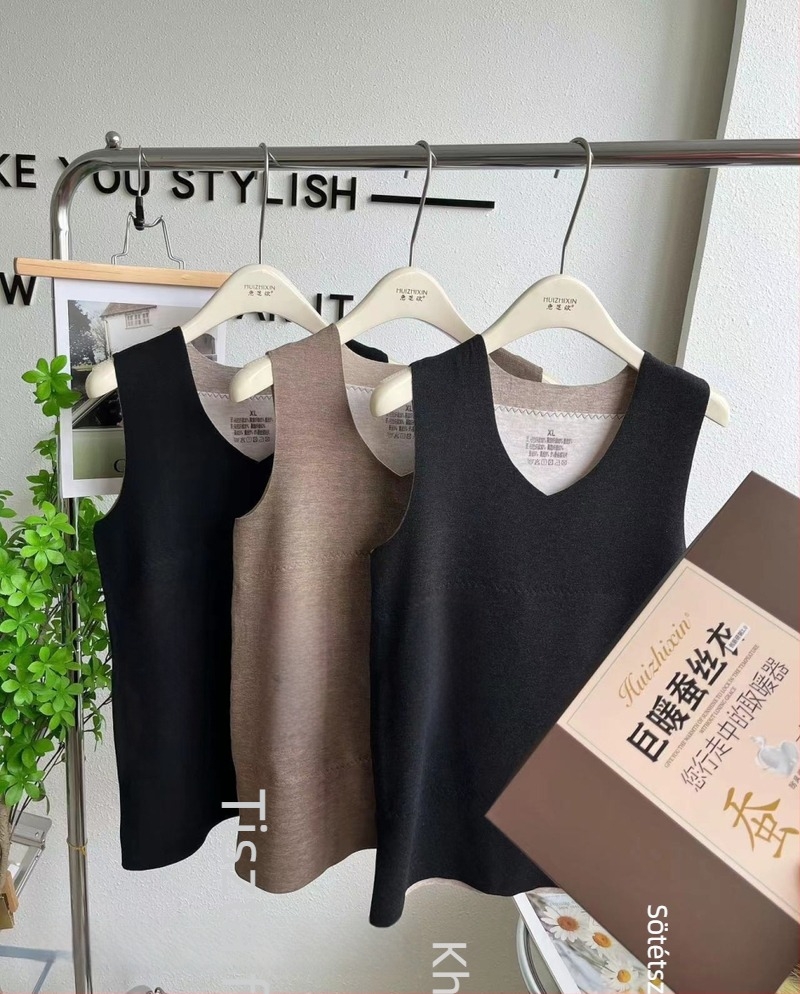 Férfi Termikus Mellény Fleece-béléssel, Két Rétegű, V-nyakú, Vastag Anyag 251-300 g/m2, Poliészter