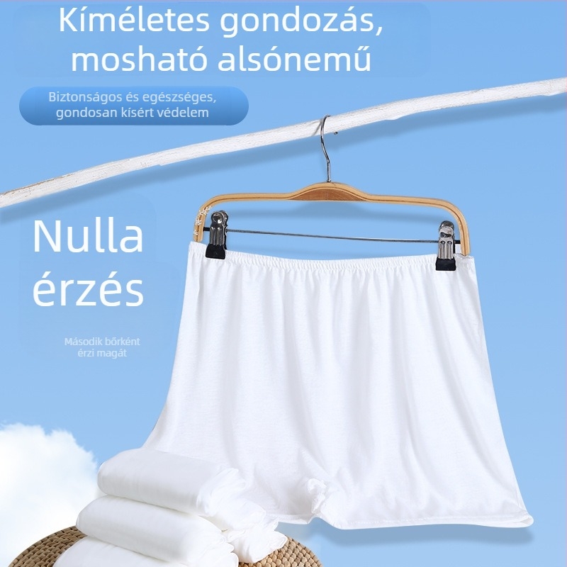 Egyszer használatos pamut boxernadrág, lélegző; középmagasságú derék, kötött anyag, keresztszövet bélés kötött anyagból