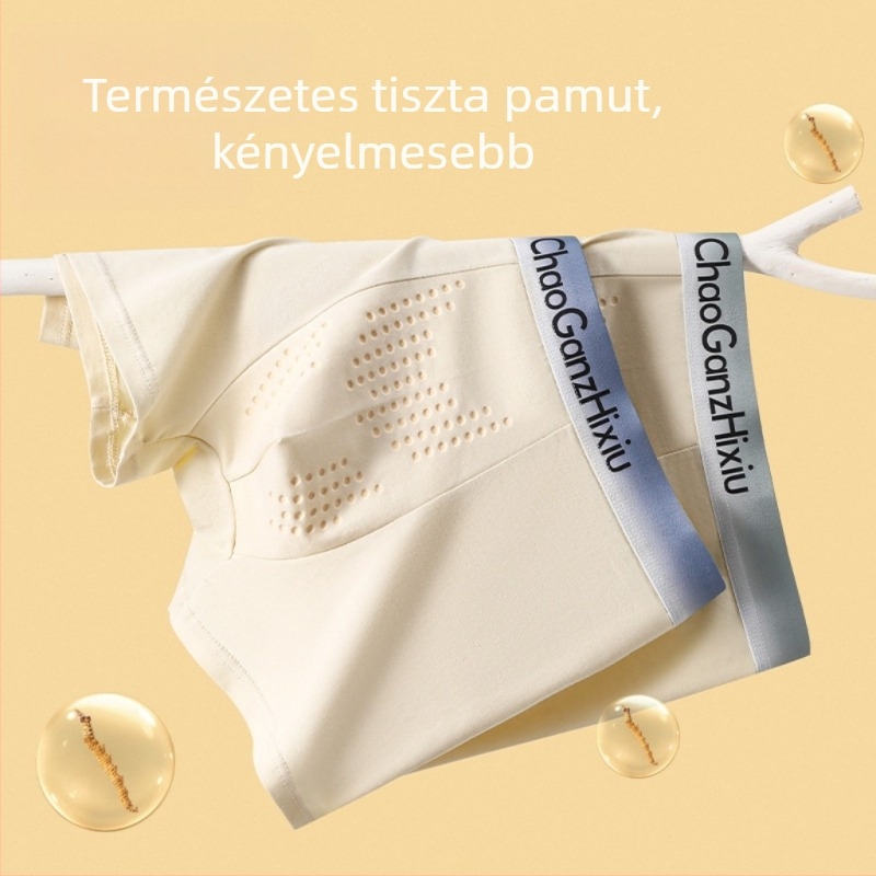 Férfi boxer brief, antibakteriális, lélegző pamutból (90–95%), középmagas derekú, kényelmes viselet.