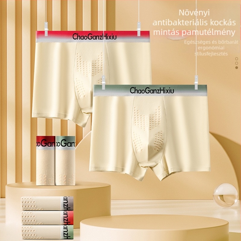 Férfi boxer brief, antibakteriális, lélegző pamutból (90–95%), középmagas derekú, kényelmes viselet.