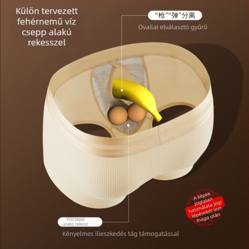 Férfi pamut boxer, vafeles textúra, zseb csepp alakú, kétoldali nyitás, lélegző, középmagas fazon