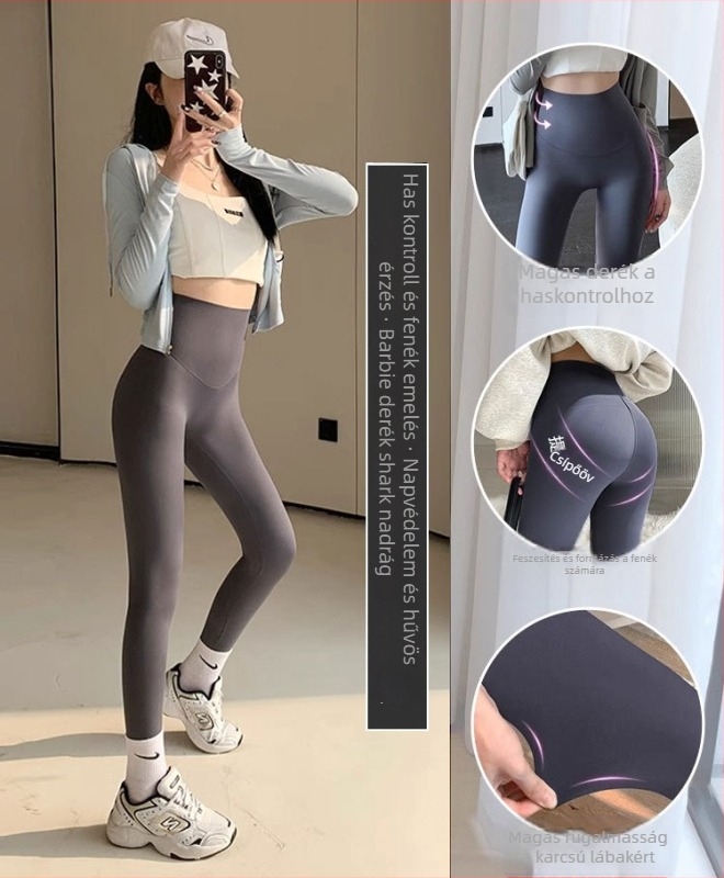 Női magas derékszögű jóganadrág haskontrollal és csípőemeléssel, varrástalan, nylon-spandex keverék, vékony anyag, nagy rugalmasság
