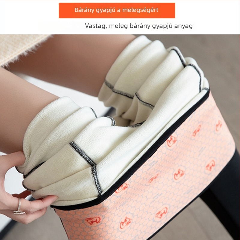 Női thermál leggings két zsebbel, magas derekú, jóga, fleece-bélés, meleg, nagy méretek
