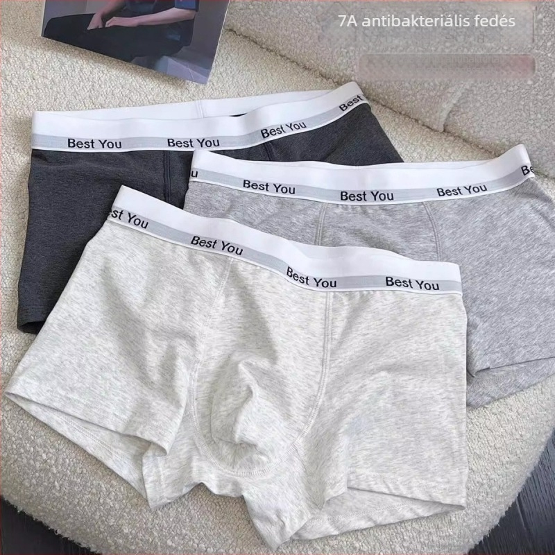 Férfi pamut boxer rövidnadrág, 2025 új modell, antibakteriális, lélegző, középmagas derék, bőrbarát, ágyékrész 100% pamut