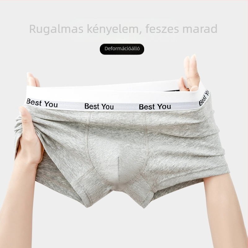 Férfi pamut boxer rövidnadrág, 2025 új modell, antibakteriális, lélegző, középmagas derék, bőrbarát, ágyékrész 100% pamut