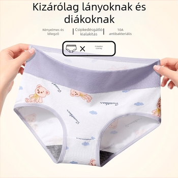 Pamut antibakteriális középmagas derekú bikini alsónemű rajzfilm mintával