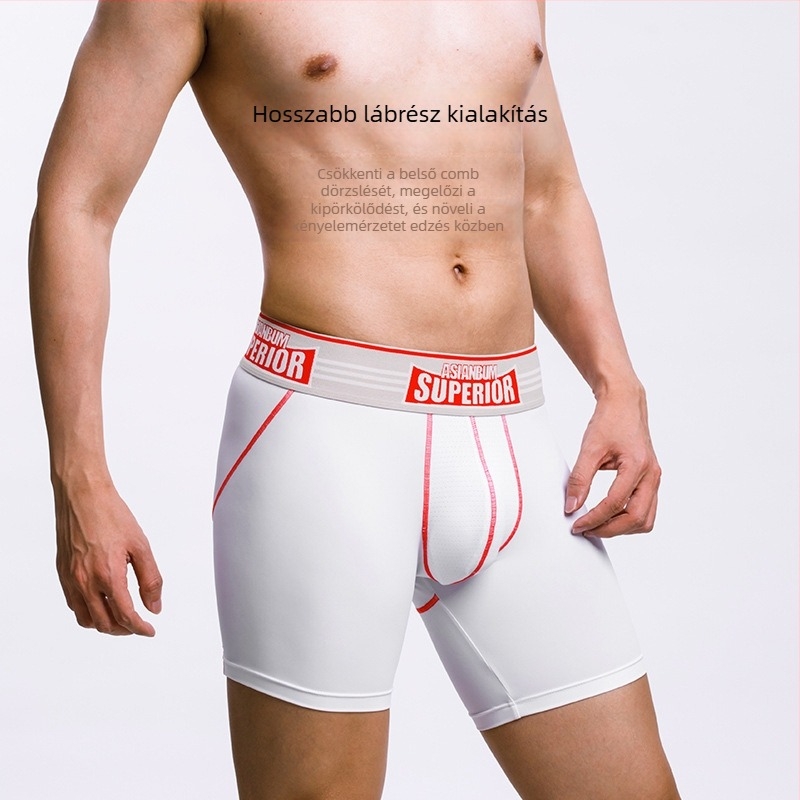 Férfi sport boxer brief nylon anyagból, középmagas derék, sima szövés, ágyéknál belső 90–95% nylon