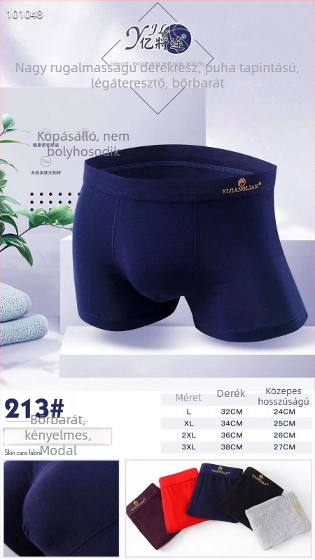Yiweilian modal anyagú férfi boxer rövidnadrág, raktáron, magas rugalmasság, kényelmes, egyszínű, 3D-s nyomtatási hatás, plusz méret