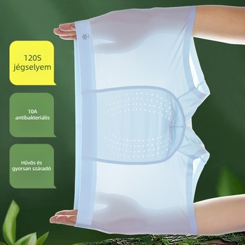 Hűsítő Ice Silk férfi alsónemű, antibakteriális ágyéki rész, egy darabból készült, lélegző nyári boxer brief