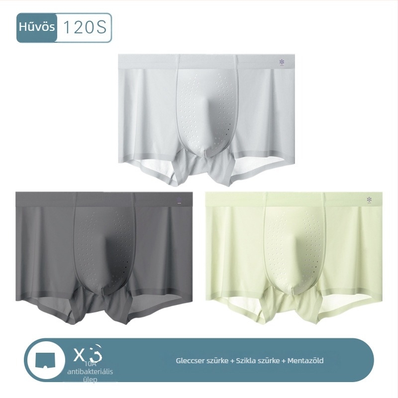 Hűsítő Ice Silk férfi alsónemű, antibakteriális ágyéki rész, egy darabból készült, lélegző nyári boxer brief