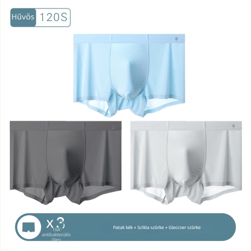 Hűsítő Ice Silk férfi alsónemű, antibakteriális ágyéki rész, egy darabból készült, lélegző nyári boxer brief