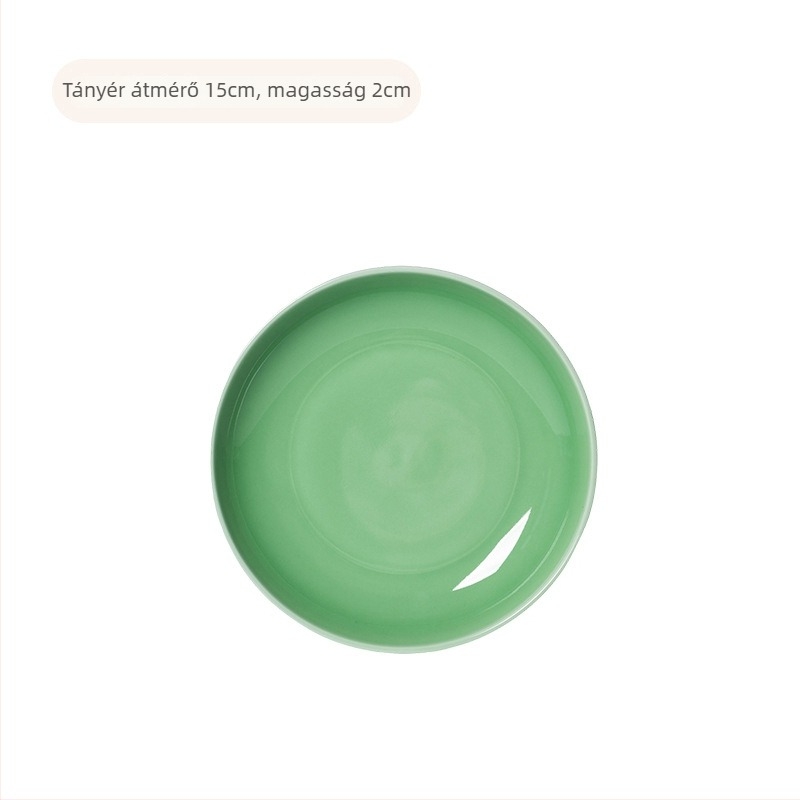 Kerek kerámia tányér Celadon glazúrral, mikrohullámú sütőben használható, modern minimalist étkészlet szállodák és éttermek számára
