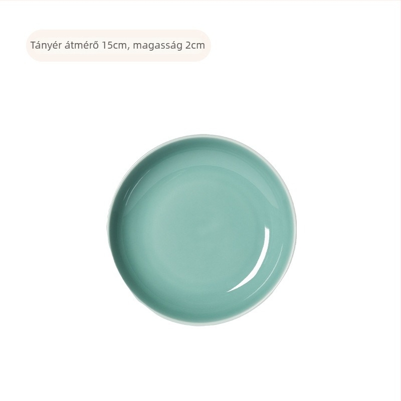 Kerek kerámia tányér Celadon glazúrral, mikrohullámú sütőben használható, modern minimalist étkészlet szállodák és éttermek számára