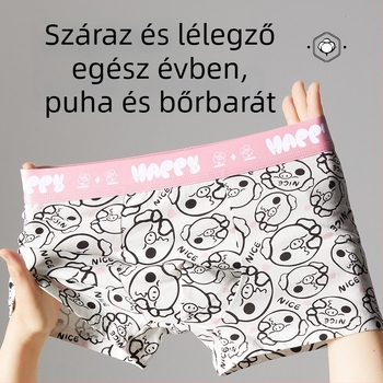 Férfi boxer rövidnadrág anime-karikatúra mintával; 95–100% pamut; középmagas derekú; lélegző és antibakteriális.