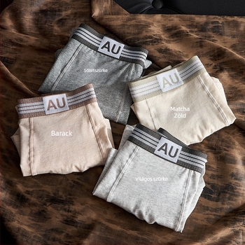 Pluszméretű férfi pamut boxeralsó, 10A antibakteriális, légáteresztő, középmagas derekú, jacquard szövésű, 95–100% pamut, minden évszakra
