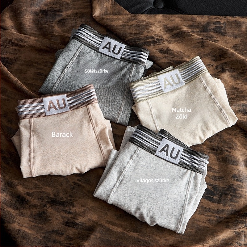 Pluszméretű férfi pamut boxeralsó, 10A antibakteriális, légáteresztő, középmagas derekú, jacquard szövésű, 95–100% pamut, minden évszakra