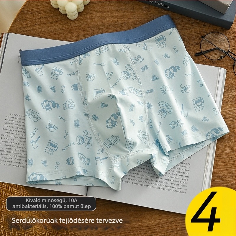 Tinédzser fiúk számára pamut boxeralsó, középmagas derék, egyszínű