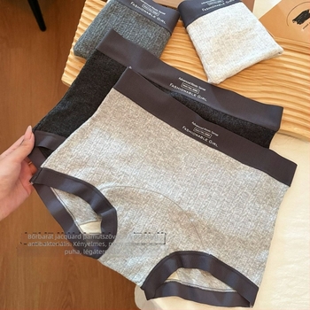 Forest Gray 10A antibakteriális Jacquard pamut női boxer brief, középmagas derék, 20 cm hosszú