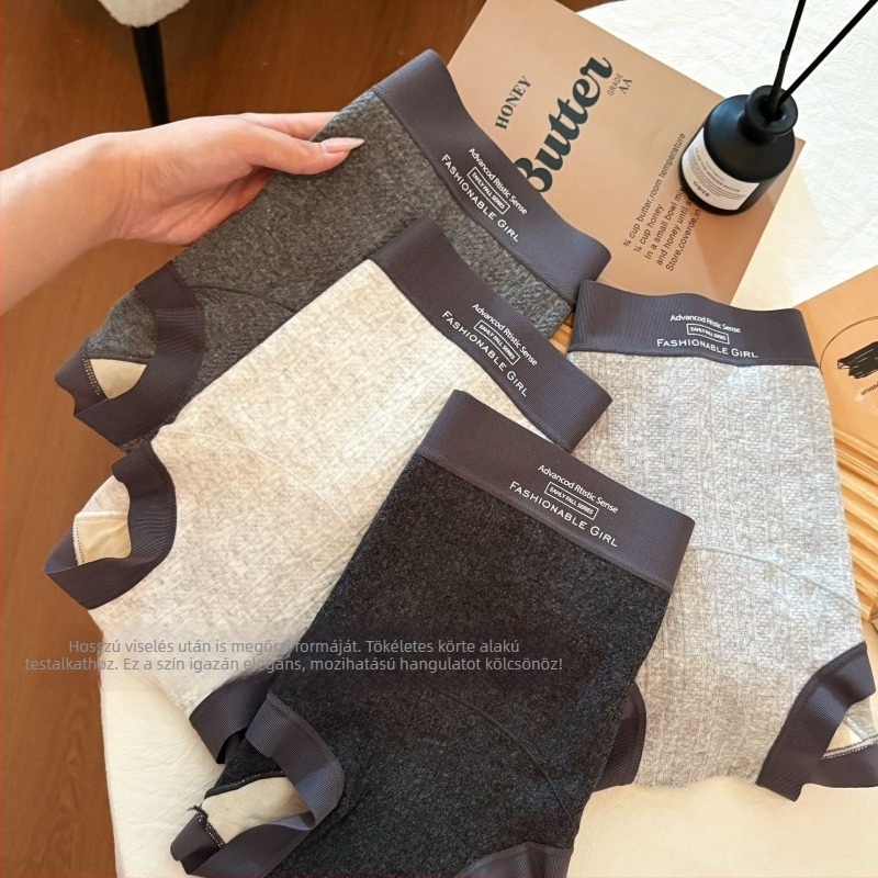 Forest Gray 10A antibakteriális Jacquard pamut női boxer brief, középmagas derék, 20 cm hosszú