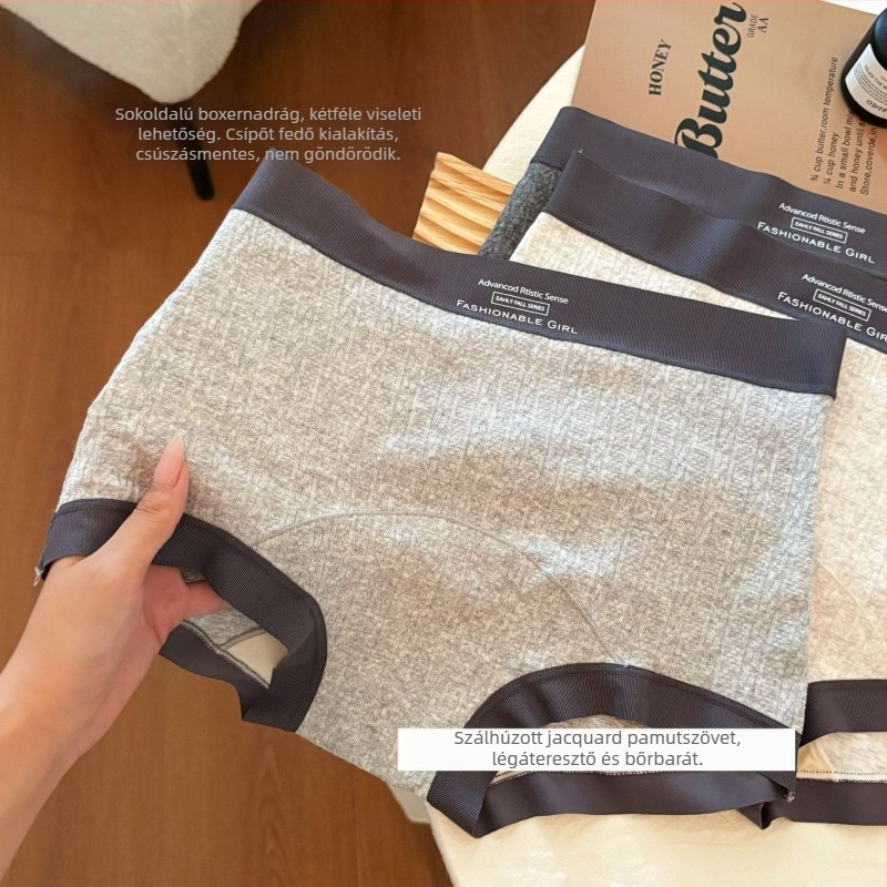 Forest Gray 10A antibakteriális Jacquard pamut női boxer brief, középmagas derék, 20 cm hosszú