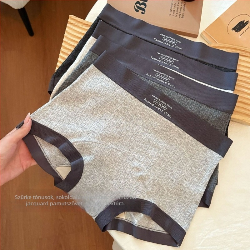 Forest Gray 10A antibakteriális Jacquard pamut női boxer brief, középmagas derék, 20 cm hosszú